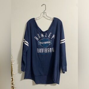 Distressed over sized Harley Davidson Long sleeve